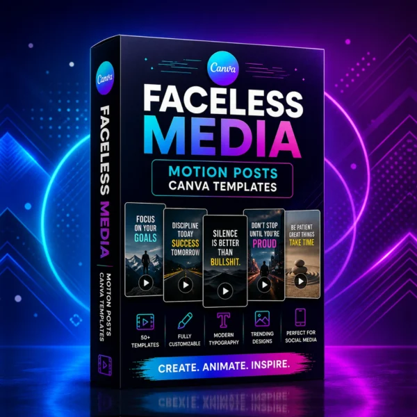 Faceless Media Motion Posts Canva Templates